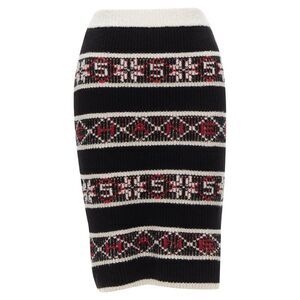 Chanel Number 5 Red CC logo fair isle intarsia skirt